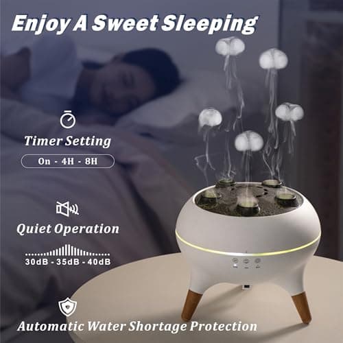 AChoice4U Essential Oil Diffuser 250ML Dancing Jellyfish Aromatherapy Diffuser Humidifier with 7 Colors LED Lights,Remote Control,Plug in for Bedroom,Office (White) 6