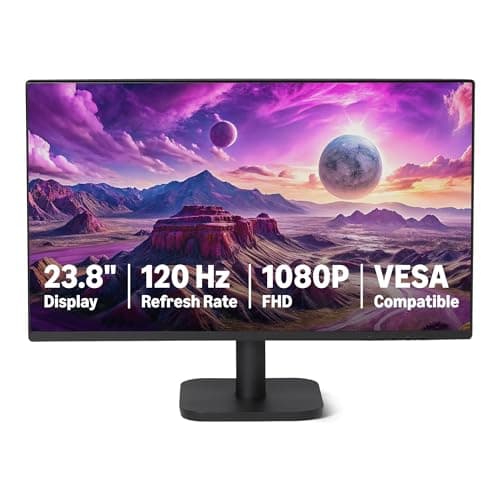 Amazon Basics 23.8-inch 1080P Computer Monitor, 120 Hz, HDMI, DP, VGA, VESA Compatible for Office, Home