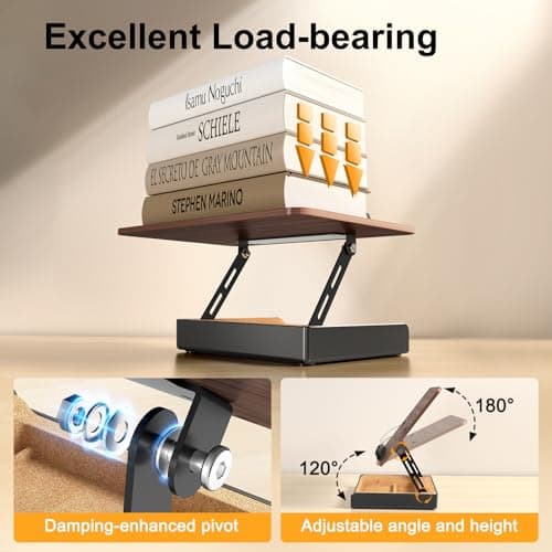 HUMANCOZY Book Stand with Storage, Book Holder for Reading Hands Free, Wooden Cookbook Stand for Kitchen Counter, Adjustable Reading Stand for Desk, Recipe Stand, Book Prop for Book Lovers 6