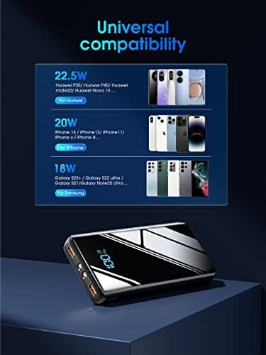 NYQIUGO Portable Charger 22.5W 20000mAh PD3.0 QC4.0 USB C in & Out Fast Charging Power Bank LCD Display Phone Battery Pack Compatible with Smartphones Tablets Smartwatches etc 7