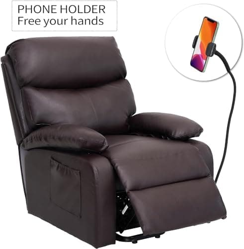 hzlagm Power Lift Recliner Chair for Elderly, Lift Chair with Waterproof Fabric, Electric Recliner with Side Pocket and Remote Control, Easy to Operate, Brown 7