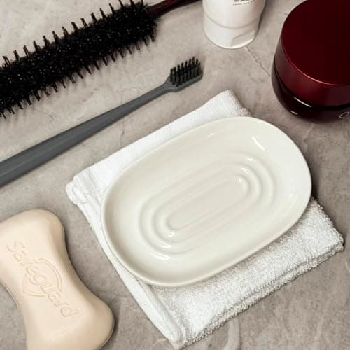 Soap Dish, Ceramic Soap Dish with Marble PatternShower, Soap Saver Tray for Bathroom, Kitchen Sink & Vanity, Multi-Use Holder for Jewelry, Rings, Keys (1 Pack, White) 6