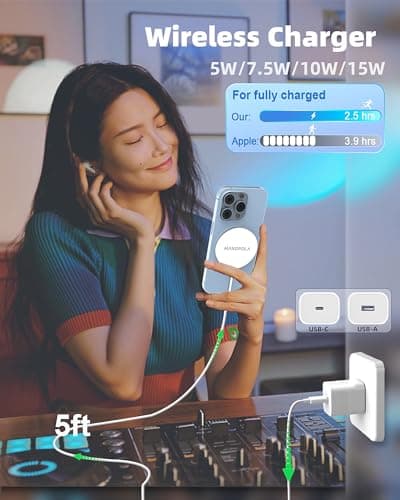 Manopola 2 Pack Magnetic Wireless Charger,Mag Safe Charger for Apple,15W Fast Charger Compatible with iPhone16/15/14/13/12 Pro/Max/Plus/Mini and AirPods 3/2/Pro 2/Pro 5