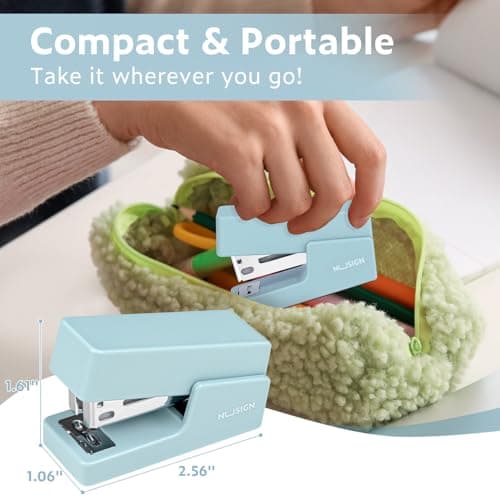 NUSIGN Mini Stapler with 830 Staples, Small Cute Desk Staplers, 25 Sheet Capacity, Blue 7