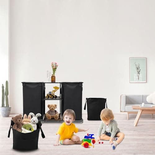 3-Section Laundry Sorter 168L, Rolling Laundry Cart with Wheels, Heavy Duty Laundry Hamper with Large Capacity and Removable Bags, for Narrow Space Laundry Room, Bedroom, Bathroom 8