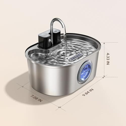 Cat Water Fountain Stainless Steel 108oz/3.2L:Battery Operated Wireless Cat Fountains for Drinking Indoor, Automatic Pet Water Dispenser with Ultra Quiet Pump,Multi-Filtration,Easy Clean BPA-Free 9