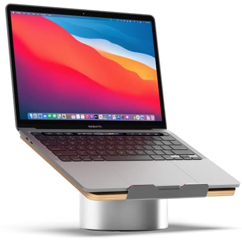 HumanCentric Laptop Riser for Desk in Black Walnut Wood Top and Space Gray Aluminum Base, Compatible with MacBook and Other Laptops Up to 16 Inches, Ergonomic Computer Holder, 25-Degree Angle Tilt 9