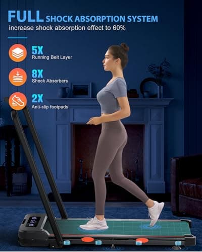 12% Incline Walking Pad Treadmill with Handle Bar, Portable Treadmill for Home with Desk and Console, Compact Walking Pads for Small Spaces (with Handle) 7