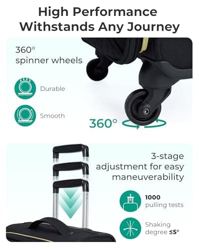 BAGSMART Carry On Luggage 20 Inch,Softside Expandable Suitcase with Spinner Wheels, Luggage 22x14x9 Airline Approved Rolling Lightweight Suitcases for Women Men, Compact Carry-On (Black) 6