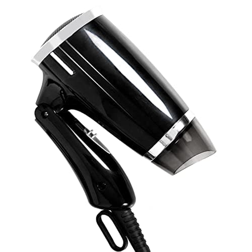 Travel Hair Dryer Folding Compact Blow Dryers Portable Small Professional with 3 Heat Settings Lightweight Mini 8x7inch Low Noise (Black)