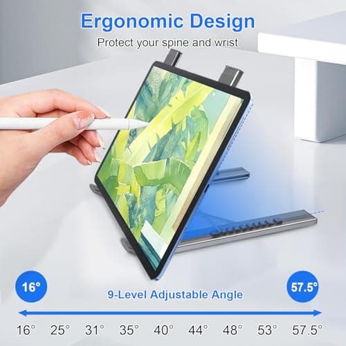 8-in-1 USB C Laptop Docking Station Stand, Laptop Tablet Stand Adjustable, SD/TF Card Slots Fast Charging, Multiport Adapter Computer Cooling Stand, Cooling Riser Office Workstation Hub 6