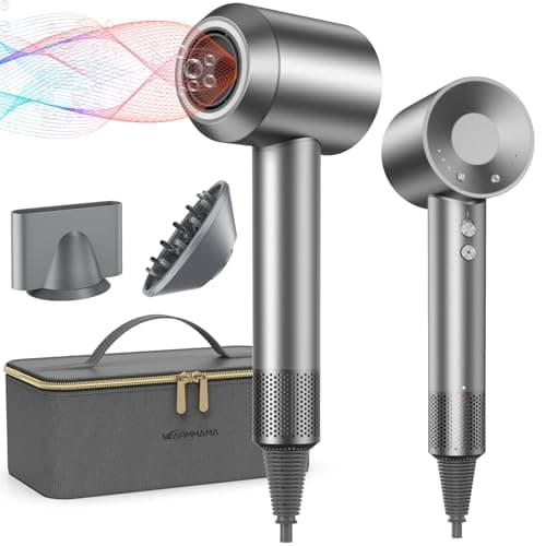 High Speed Hair Dryer, warmmama 110000 RPM Hair Dryer 1500W Brushless Motor for Fast Drying (Grey)