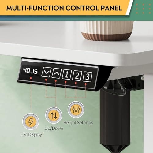 DEVAISE 55×28 Inch Electric Standing Desk with Drawers, Computer Desk with 3 Adjustable Height, Storage Shelf and Built-in USB Outlet, Memory Preset, Sit to Stand Desk for Home Office, White 5