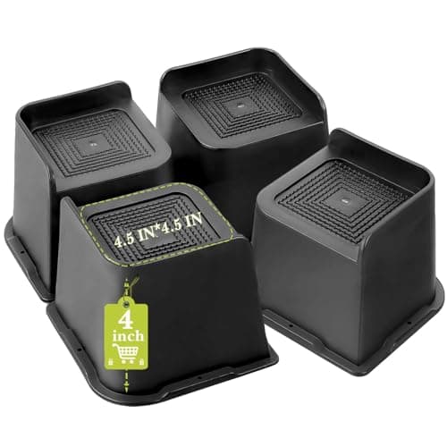 Yookwutar Bed Risers 2 inch, 3 inch, 4 inch, 6 inch, 8 inch Heavy Duty, Oversized Furniture Riser for Couch Sofa Table Chair Leg Frame Dorm, Support up to 6000 Lbs (Black 4 Pack, 4 inch)