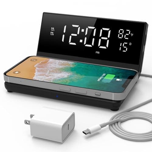 Soundfreaq Charge Rise II, SFQ-20: Digital Alarm Clock, with Dual Alarms, Fast USB Charger and Wireless Charger (Black)