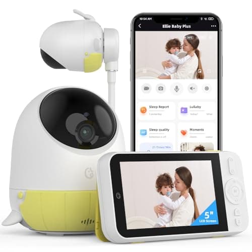 Ellie Baby Pro 5" No WiFi or WiFi Monitor with Camera and Audio, Face Cover Alert, Night Vision, 2-Way Audio, Pan-Tilt-Zoom