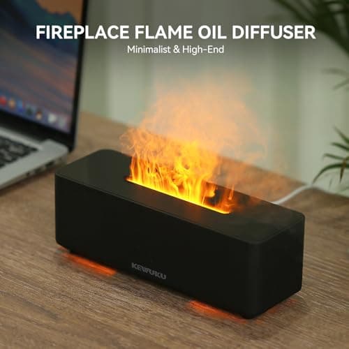 KEWUKU Essential Oil Diffuser and Humidifier with Flickering Flame Light, 10oz,Ultrasonic, Quiet, Auto Shut Off for Bedroom, Office, Yoga 4