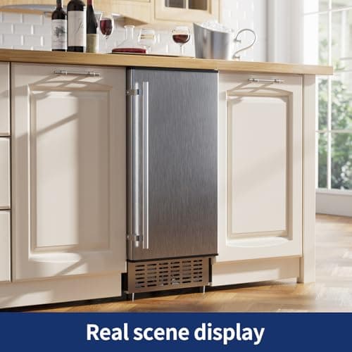 Coolake 15 Inch Commercial Under Counter Ice Maker Machine, 100lbs/Day Stainless Steel Built-in Freestanding Ice Maker with 30lbs Storage Bin, Self-Cleaning, Under Cabinet Ice Machine for Home Office 8