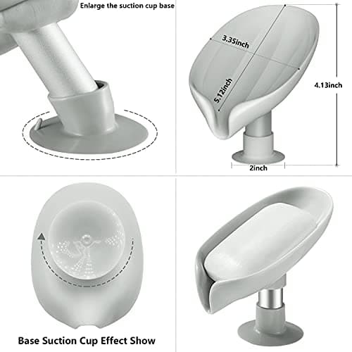 2 Pack Soap Holder Bar Soap Holder Self Draining Soap Dish with Suction Cup Soap Dish for Bathroom Kitchen Sink Shower Bathroom (2 Grey) 7