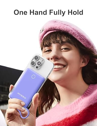 miisso 10000mAh Compatible with iPhone 15/16/17 and Android, Slim Portable Charger with Built in Cable, Power Bank Travel Charger External Battery Pack for Phone, 3 Output USB Type C Cord, Purple 5