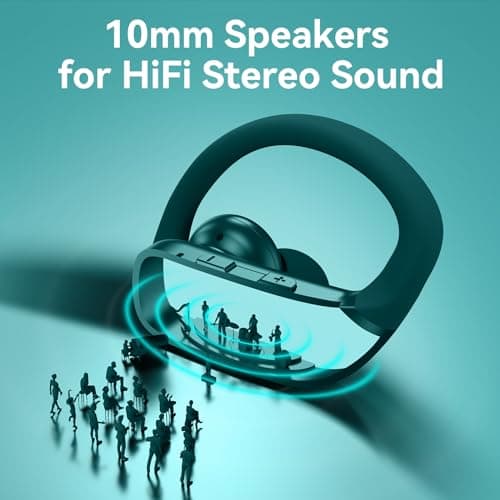 bmani Ear Buds Wireless Earbuds Bluetooth Headphones with 80H Playtime LED Display Case, Over-Ear Hook with Mic, Stereo Sound, Easy Button Controls, Sports Earphones for Running Workout Gym Green 5