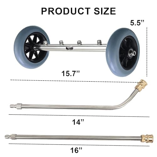 Hourleey Pressure Washer Undercarriage Cleaner, 16 Inch Power Washer Surface Cleaner, Undercarriage Water Car Broom Attachment with Extension Wand, 4000 PSI 5