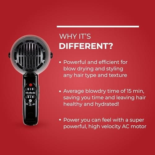 FHI HEAT Platform Nano Power Salon Pro 2000 Tourmaline Ceramic Quick Dry Hair Dryer with 3 Piece Attachment Set (Comb, Concentrator, and Diffuser), Black 6