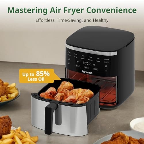 Larinest Air Fryer, 7.4-Quart,Crisping, Roasting, Dehydrating, and Reheating Non-Stick,Stainless Steel 6