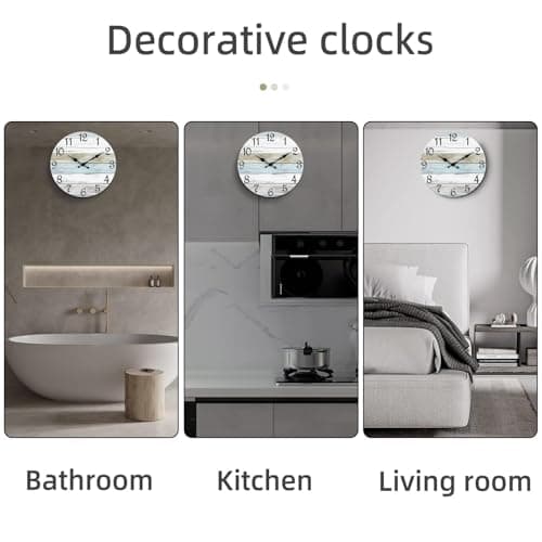 CHYLIN Wall Clock, Silent Non Ticking Battery Operated, Rustic Coastal Country Clock Decorative for Bathroom Kitchen Bedroom 8 9