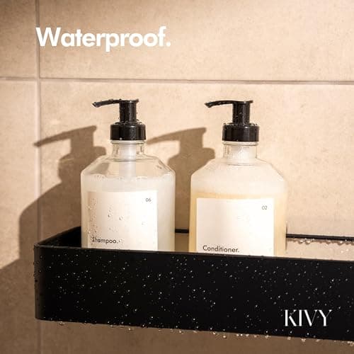 KIVY Glass Soap Dispenser Set [INCL. Waterproof Labels] - Glass Soap Dispenser with Pump - Hand Soap and Dish Soap Set - for Kitchen, Shower & Bathroom - Refillable (2X 16oz) 5