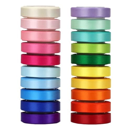 VATIN Colorful Satin Ribbon Set, 3/8 Inch x 20 Colors,Total 100 Yards-Double Faced Ribbon for Gift Wrapping Craft，Birthday Decorations,Baby Shower Decorations