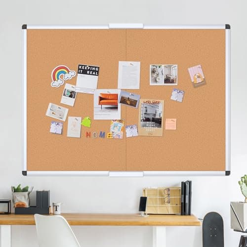 VIZ-PRO Cork Bulletin Board/Foldable Noticeboard, 36 X 24 Inches, Silver Aluminium Frame 5