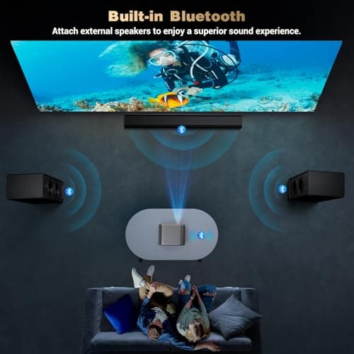Projector with WiFi and Bluetooth: [Auto Focus/Keystone] - NICPOW Full HD 1080P 4K Supported Portable Bluetooth Projector for Gaming Devices and Phones - Ideal for Indoor Outdoor Use - Grey 6