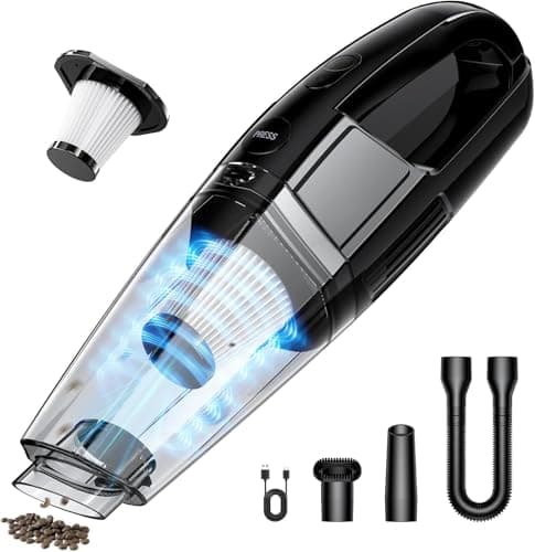 Handheld Vacuum Cordless, Rechargeable 8000PA, Car Vacuum Portable Cordless, Hand Vacuum Rechargeable, 3 in 1, Lightweight, Hand Held Vacuum Cleaner for Car Home Office, Pet Hair