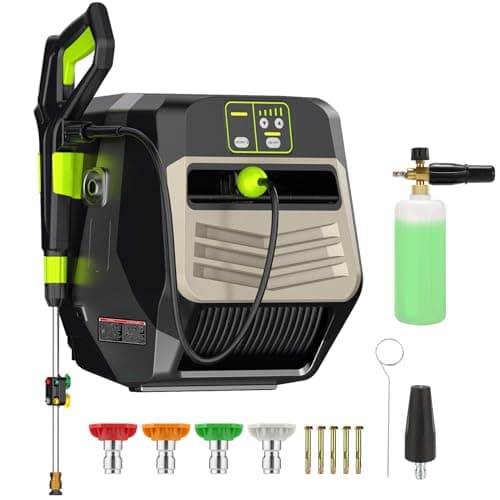 Imdot Wall Mounted Pressure Washer - Max 5500 PSI 3.6 GPM, 5 Levers Power Washer with 66FT Retractable Hose for Car/Driveway, Automatic Rewind, Any Length Lock, Black