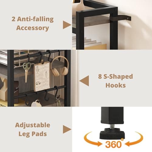 SEDETA File Cabinet with Charging Station, Vertical Filing Cabinet with Lock for Home Office, Printer Stand with Open Storage Shelf, Fits Legal/Letter/A4 Size, Grey 5