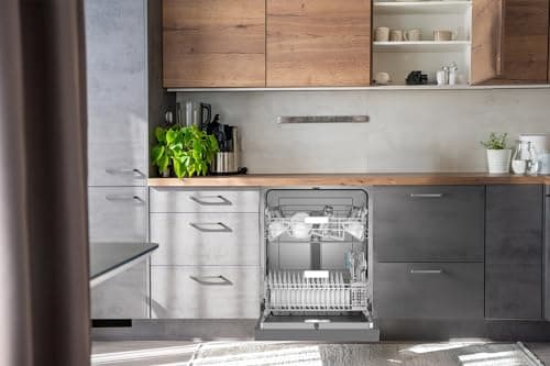 Sharp SDW6504MS Stainless Steel Dishwasher, 24-inch Pocket Handle, 52 dB, Hybrid Tub, 12 Place Settings, 5 Cycles, Heated Dry 15