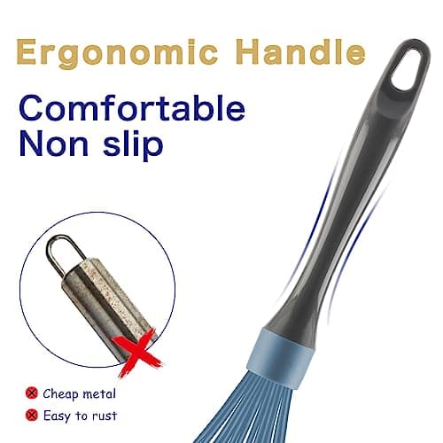 OYV Blue Silicone Whisk, Professional Plastic Whisks for Cooking Non-Scratch, Stainless Steel & Heat Resistant Rubber Wisk, Dishwasher Safe Whisk, 12-Inch 5