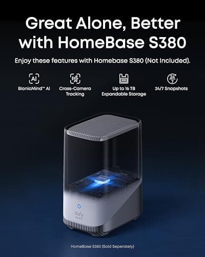 eufy Security eufyCam S4,4K Solar Camera Wireless Outdoor, Triple Lens Bullet-PTZ Cam, 360° View, 8X Auto Zoom, AI Recognition,AI Track, Color Night Vision, 0 Monthly Fee, Local Storage 8