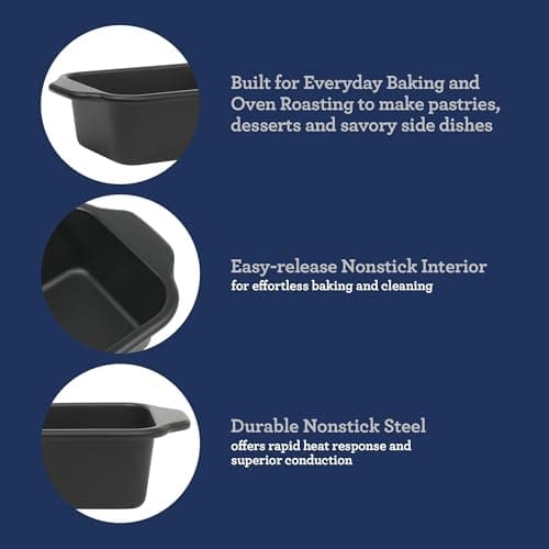 Oster Teston 9 x 5 Inch Loaf Pan, Nonstick Carbon Steel Bread Baking Pan, Matte Black, PFAS-Free, Oven-Safe, Easy Release Bakeware 5