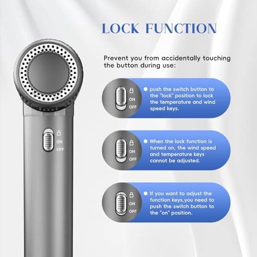 Natrial Ionic Professional Hair Dryer with Diffuser for Curly Hair,1600W&110000RPM High Speed Blow Dryer for Women,Fast Drying,Lock Function,Low Noise,Lightweight for Home Travel Salon,Gray 5