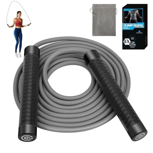 Weighted Jump Rope for Men，Women and kids(1LB), Jump Ropes for Fitness, Speed Skipping Rope, Gym,Indoor/Outdoor - Fitness, Workout, Boxing,crossfit (Black) 9
