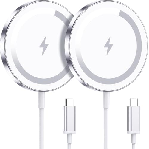 WRVVR for Apple Mag-Safe Charger 2 Pack, Magnetic Wireless Charger for iPhone 17/17 Pro/17 Pro Max/Air/16 15 14 13 12 Pro Max Plus mini, Charging Pad for Airpods Pro 3 2,Strong Magnet, Silver