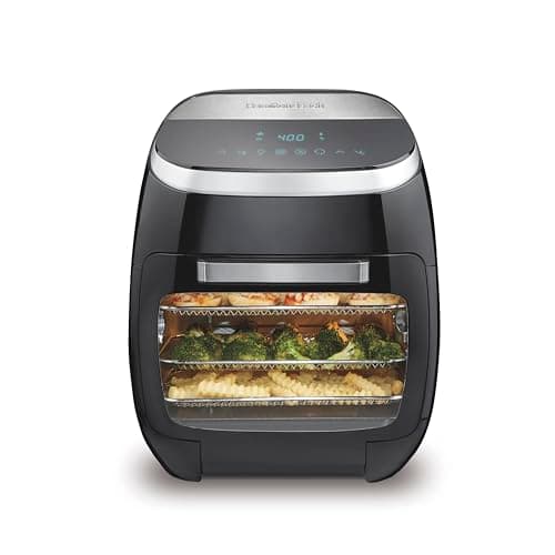Hamilton Beach 11.6 QT Digital Air Fryer Oven with Rotisserie, 8 Pre-Set Functions including Dehydrator, Roaster & Toaster, 1700W, Black (35073)