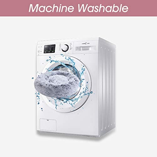 WESTERN HOME WH Calming Soft Round Dog & Cat Bed, Anti-Anxiety Donut Cuddler Warming Cozy Fluffy Faux Fur Plush Cushion Bed for Small Medium Dogs and Cats (20"/24"/27"/30"), Light Grey 6