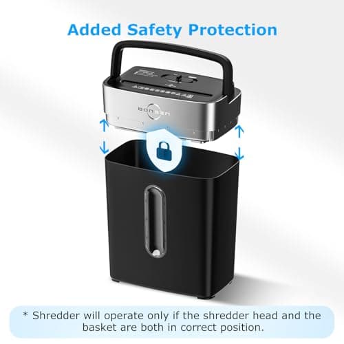 BONSEN Shredder for Home Office, 4 Gallons 8-Sheet Cross Cut Credit Card Shredder, Small Paper Shredder for Home Use, High Security Level P-4, ETL Certification (S3101) 9