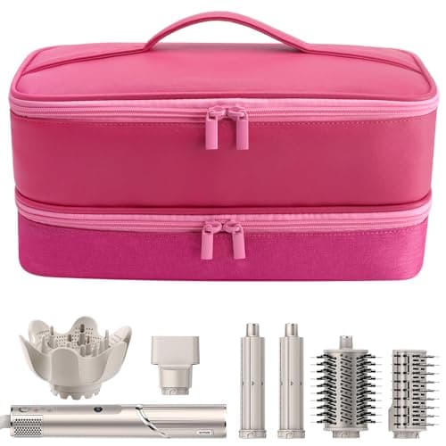 Travel Carrying Case for Hair Dryer for Shark Flexstyle Double-Layer Hair Accessories Tools Storage Bag for Revlon Hairdryer Styler Organizer (P-Pink)