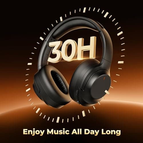 Active Noise Cancelling Headphones, Upgraded Wireless Bluetooth Headphones Over Ear with ENC Mic, HiFi Stereo Deep Bass, Noise Canceling Headphones Lightweight, BT 5.4, for Travel/Office/Home, Black 8
