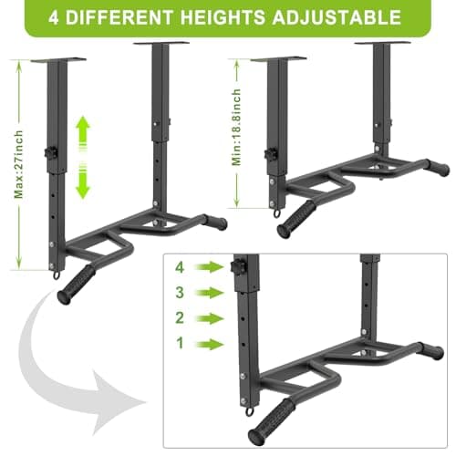 SELEWARE 24" Adjustable Ceiling Mounted Pull Up Bar - Multifunctional Chin Up Bar with Multi-Angle Grip, Heavy-Duty Steel Construction, and Accessory Attachment Rings - Ideal for Full Body Workouts 5