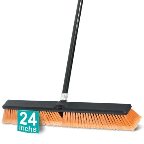 PBHEPJ 24 Inchs Push Broom Outdoor Heavy Duty, Shop Broom with 60" Long Handle for Cleaning Outdoor or Indoor Tile, Garage, Shop, Deck, Concrete, Wood, Stone, Patio Floor